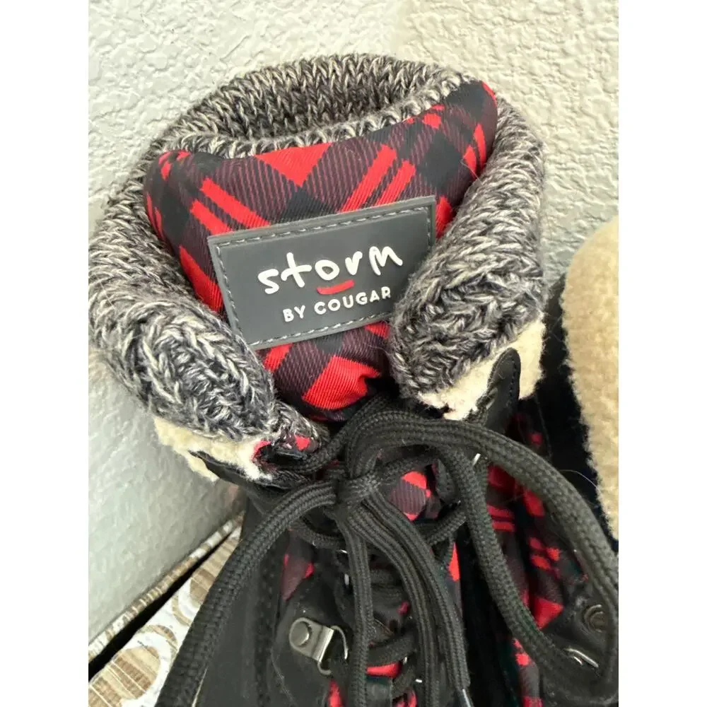 Storm by Cougar Black and Red Plaid WaterProof Snow/Rain Boots Size 9M